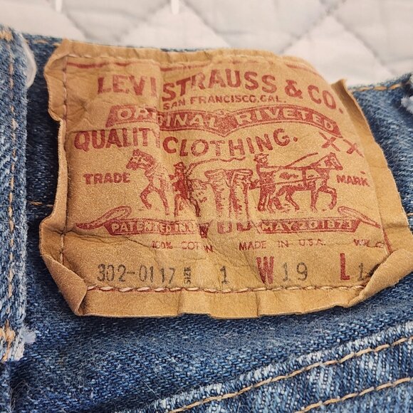 Vint 70's Levi's 302-0117 Sz 1 19x14 Toddler Blue Jeans Denim Children's - Picture 3 of 7